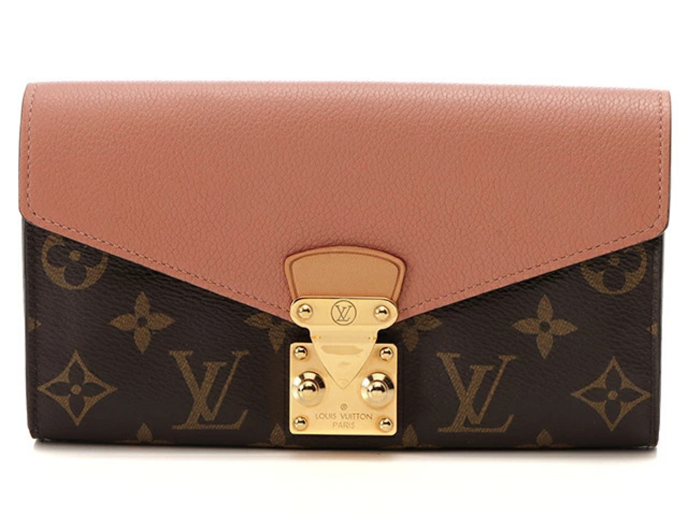 LOUIS VUITTON Portefeuille Pallas Monogram Taurillon Peach Long Wallet